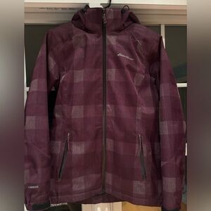 Eddie Bauer Women's Checkered Ski Jacket - Burgundy and Black
